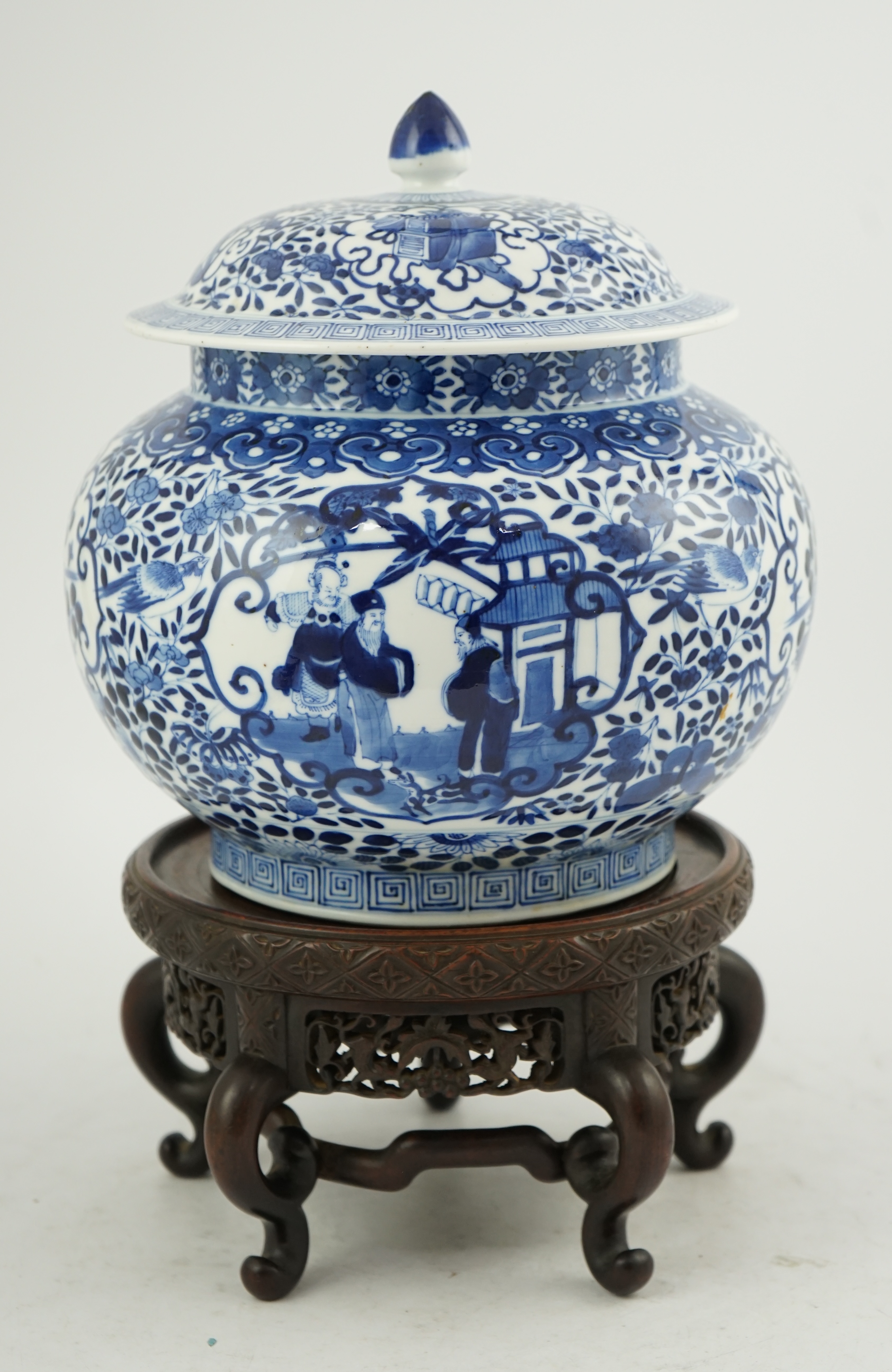 A Chinese blue and white jar and cover, Shunzhi mark but Guangxu period